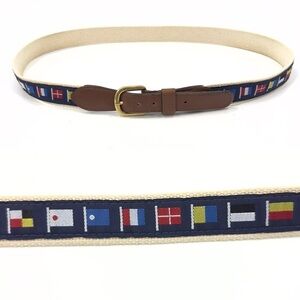 Zep Pro Mens Nautocal Code Flag Belt Size 44 Leather Brass Buckle Made In USA